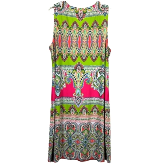 IVY LANE Paisley Slinky Multicolor Lace-up Tie Sleeveless Stretch Dress EUC - Picture 8 of 10